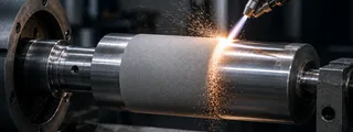 Revestimento por metalização em cilindro industrial